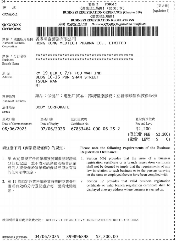 Pharmacy License Certificate